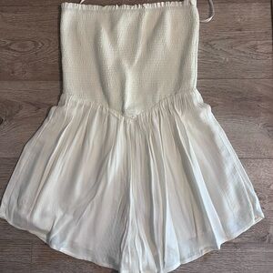 Strapless Cream Romper - Lightweight Summer Jumpsuit